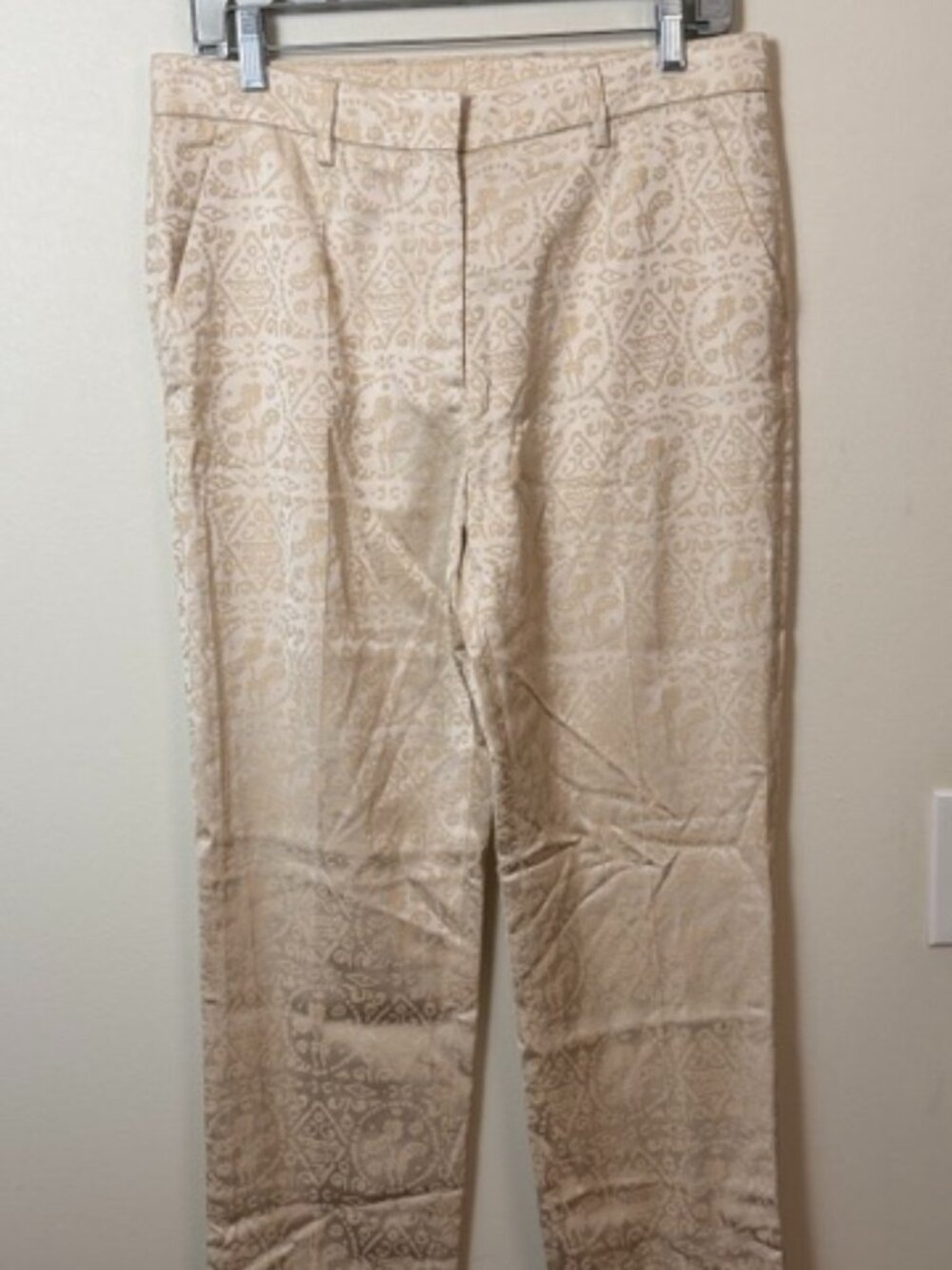 ETRO MILANO TRIBAL PRINT METALLIC PANTS 44 8/10